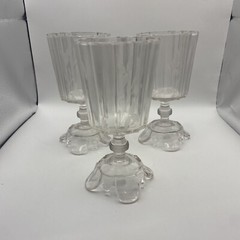 EAPG No. 300 CLEAR RIBBON by Adams Co COLORLESS Stemware etched Set Of 3