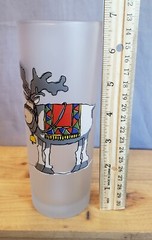 Set of 4 Frosted Highball Glasses Christmas Portugal Santa Tree Reindeer Snowman