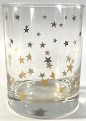Vintage Culver Double Old Fashioned Glass With Gold Stars
