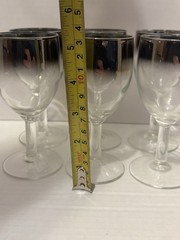 Vintage Silver Fade Decanter, 6 Wine Glass Goblets And Tray Set Barware 50s 60s