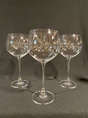 Set of 3 LENOX Crystal 💎Wine Balloon Bordeaux Glasses 9 1/2” Tall Thin Stem