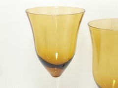 Qualia Crystal Glassware Meridian Goblet and Iced Tea Set Glasses, Smoky Finish