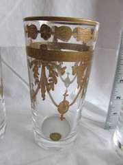 6 T Murano Highball Glass Medici Made in ITALY 24K Gold Paint