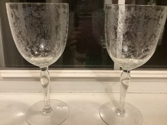 Glastonbury Vintage Lotus And Rosebud Etched Glasses- Set of 2