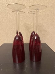 Vintage Ruby Red Champagne Flutes Set of 4