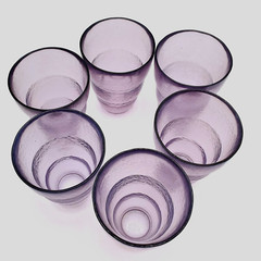 Purple Cocktail Glasses Water Tumblers Textured Flared Amethyst Lilac Set of 6