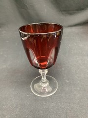 Ruby Wine Glass With Crystal Stem Made In France Set Of 8 Hexagonal Shape