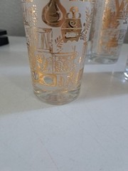 Vintage Hazel Atlas Glass lot of 4 Tumblers Colony 22kt Gold Accent Trim