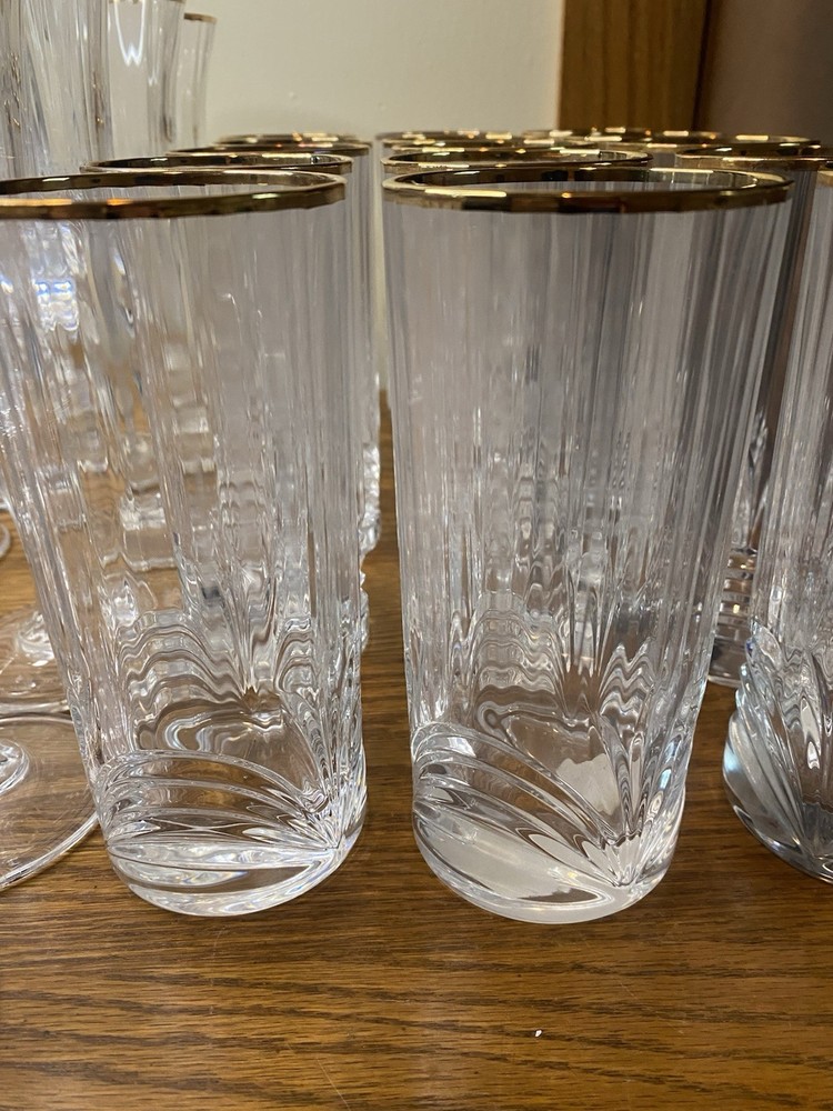 Royal Crystal Rock Aurea Gold Highball Crystal Glass Set Of FOUR (s)