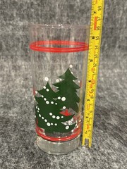 Set of 12 Vintage Libbey Christmas Holiday Tree Drinking Glasses Tumblers 6.5”