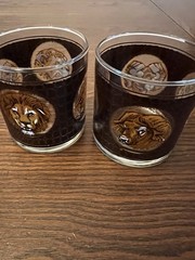 Vintage Libbey African Safari Animal Glasses Set 4 Low Ball/Rocks Signed M Dia