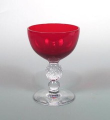 Morgantown Glass PAIR Spanish Red Ruby Golf Ball 3½ oz Liquor Cocktails Art Deco