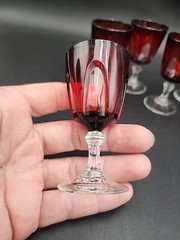 Cristal D’Arques Durand Red Gothic Cordial Glasses 3.25″ France Set of 5