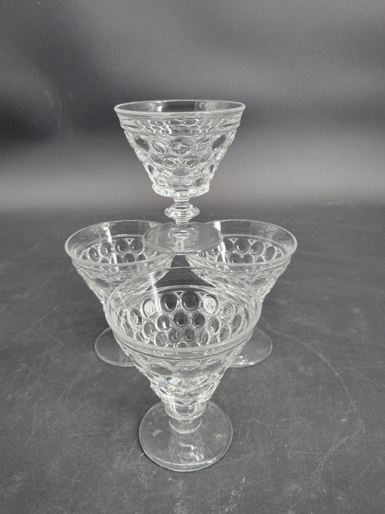 Set of 4 Westmoreland «Thousand Eye» Clear Bubble Sherbert Cups – 4 3/8″ X 4″