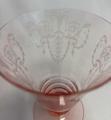 Vintage Cambridge Glass Cleo Pink 8oz Footed Tumbler Art Deco Etched Water Glass