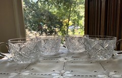 AMERICAN BRILLIANT CUT GLASS HARVARD PATTERN PUNCH CUPS (4) C.1900