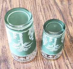 Vtg Jeanette Wedgwood Green Hellenic Pattern 4 oz Juice Glass And 8 oz Tea Glass