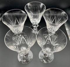 Beautiful Set Of 5 Swedish SWE2 Clear 5.5” Crystal Water Goblets EUC No Chips