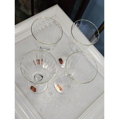Gorham Crystal Laurin Gold Paneled Wine Glass Set Of 4