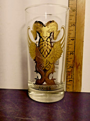 Anchor Hocking Zodiac 22kt Gold Glass tumblers FULL SET of 12 Barware RARE! VTG!