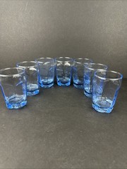 Libbey Chivalry Blue Vintage Juice Glasses – Textured Flat Panel 3.75″ Set of 7