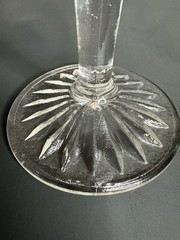 Vintage Clear Champagne Coupe Glass Optic Paneled 4 3/4″ Star Burst design