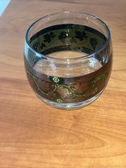 Set Of 4 Exquisite MCM Cera Roly Poly Glasses Green Band W/22K “Golden Grapes”