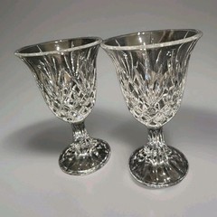 Vintage Godinger Lexington Lead Crystal Open Hurricane Vases/Water Goblets 7.25″