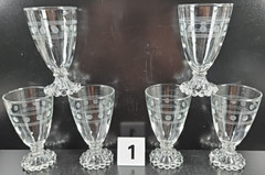 16 Pc Anchor Hocking Berwick Boopie Clear Circles Bands Goblet Champagne MCM Lot