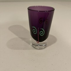 Fineline Studios Art Glass Kerry Feldman 1993 Signed Shot Glass Purple Picasso