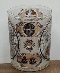 VINTAGE Culver 22K Globe ORBIS GEOGRAPHICA Gold Double Old Fashion Rocks Glasses