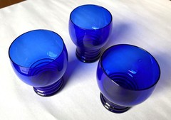 Vintage Imperial Glass «Schaefer» Ribbed Stem Cobalt Blue 2.75″ inches