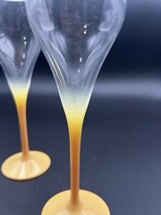 Champagne Glasses Yellow Fade Stemmed Liquor Set Of Two