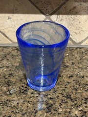 Kosta Boda Mine Blue Swirl Drinking Glass Tumbler by Ulrica Hydman Vallien 4.5”H