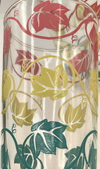 Vintage 5 in. MCM Green Yellow Pink Ivy Drinking Juice Water Glasses Tumblers
