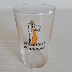 Vintage German Wine Festival Glass Weinfest Mosel Souvenir 3.75″ Crown Woman