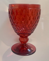 3 Villeroy & Boch Boston Red Water Goblet Stemmed Glasses Valentines Day