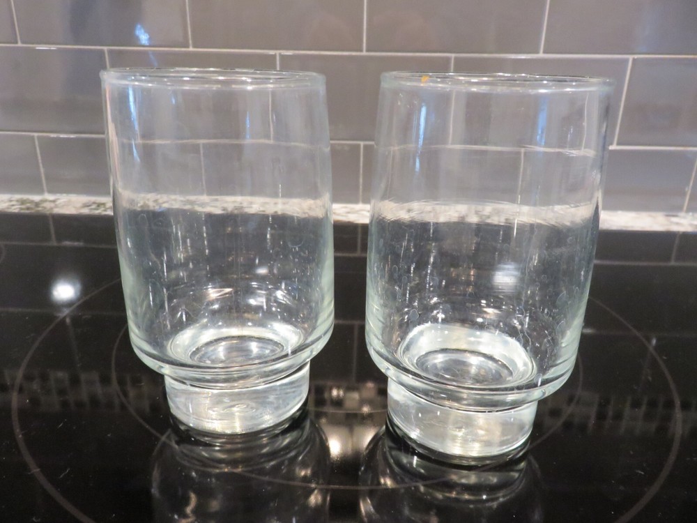Vintage Libbey ACCENT Clear 4 1/2″ Glass Tumblers Solid Base RARE LOOK