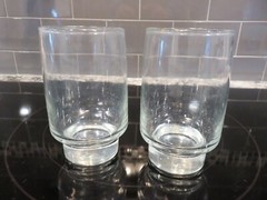 Vintage Libbey ACCENT Clear 4 1/2″ Glass Tumblers Solid Base RARE LOOK