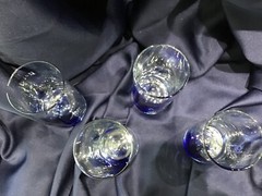 6 BLUE RIBBON IMPRESSIONS BEVERAGE GLASSES by LIBBEY GLASS never used excellent!