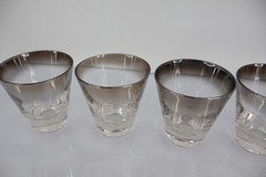 Vitreon Queens Lusterware Silver Fade Ombre Shot Glasses Set of 6 Vintage MCM