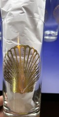 Culver 22Kt Gold Seashell Clear Highball Glasses Set Of 3 MCM Vintage Coastal