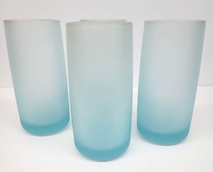 Set of 4 Vintage Ice Blue Frosted Beverage/Drinking Glasses/Tumblers 6″Tall