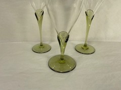 Rosenthal Studio Linie Papyrus Green Stem Crystal Wine Glasses Set of 3 Germany
