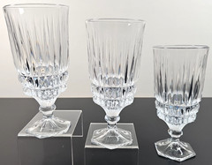 (3) Fostoria Heritage Clear Iced Tea Set Vintage Crystal Cut Stemware Retro Lot