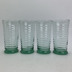 Libbey Sirrus Spanish Green Ribbed Cooler Tumbler 16 oz Set of 4 New with Tag