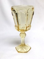 FOSTORIA Yellow Amber VIRGINIA 6” Wine Goblet Footed Stem 1 of 8 Discontinued