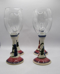 Wine glass Set of 4 Hand Painted Stems Signed See Description and photos