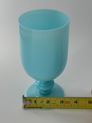 1930s French Blue Opaline Portieux Vallerystahl Wine Glass 6″ Tall & 3″ Wide