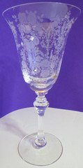 Tiffin Franciscan Cherokee Rose Water Goblet Clear Blown Glass Discontinued